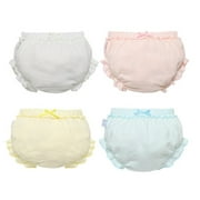 Coerni 4 Pcs Toddler Baby Girls Solid Color Organic Cotton Blo𝐨mers Underwear Elastic Waist Ruffles Briefs Comfort Trunks
